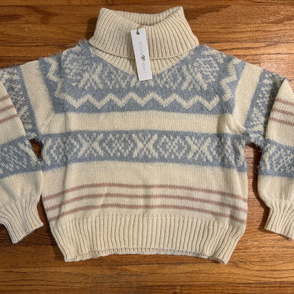 Woven Heart Turtleneck Sweater - Size M